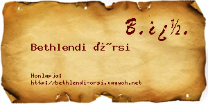 Bethlendi Örsi névjegykártya